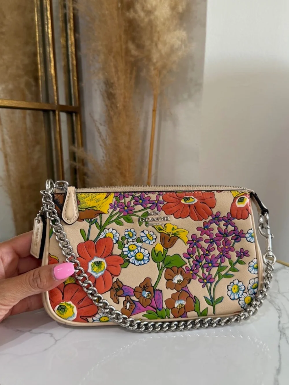 Coach Nolita 19  Floral Print Leather Mini Shoulder Bag Purse Style CR365